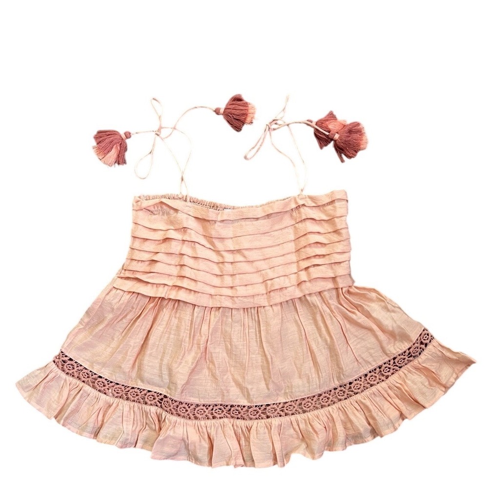 Barok Boutique Womens Festival Halter Top Crochet Colorful Boho Peach S/M Hippie